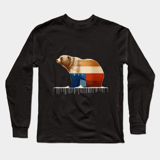 Ursus arctos, symbol of Alaska, in the colors of the American flag Long Sleeve T-Shirt by ThatSimply!